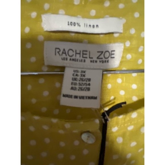 Rachel Zoe  100% linen Yellow Polka Dot Blouse by Simply Emma nwt - Picture 2 of 2